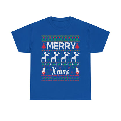 Merry Xmas Raindeers Christmas Ugly Sweater Short Sleeve Tee