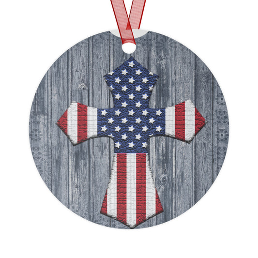 American Flag Cross Christian Ornament