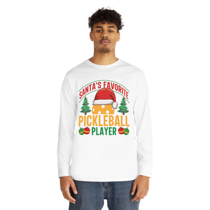 Santa's Favorite Pickleball Player Christmas Long Sleeve T-Shirt