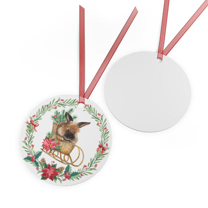 Lionhead Fuzzy Torte Rabbit in Sleigh Ornament