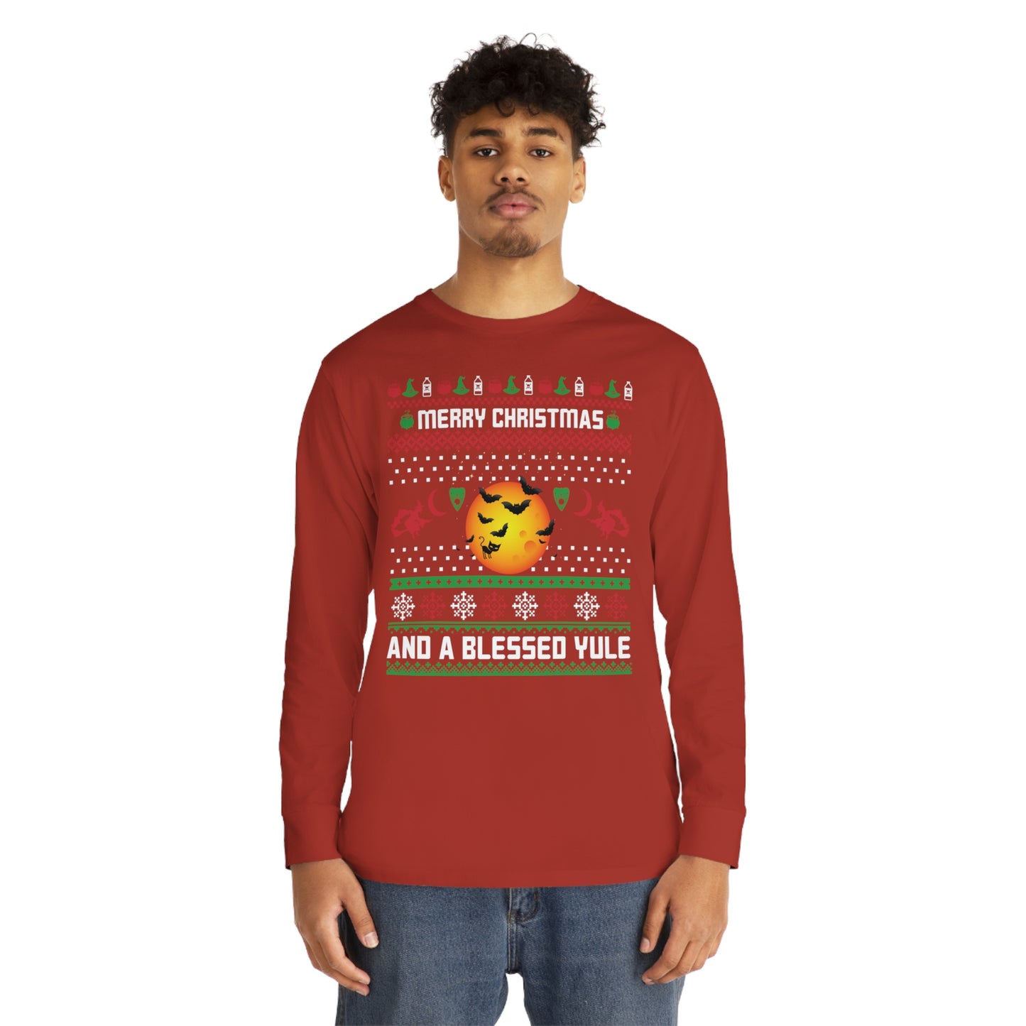 Merry Christmas and a Blessed Yule Christmas Ugly Sweater Long Sleeve T-shirt