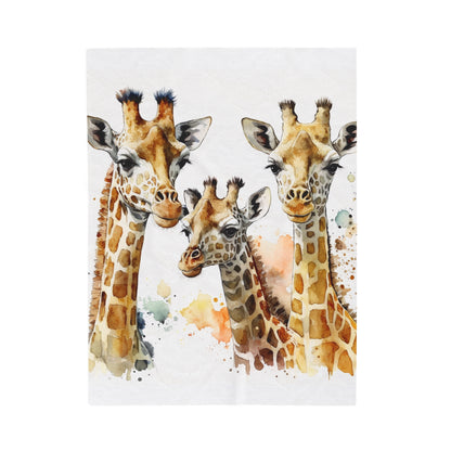 Watercolor 3 Giraffes Blanket