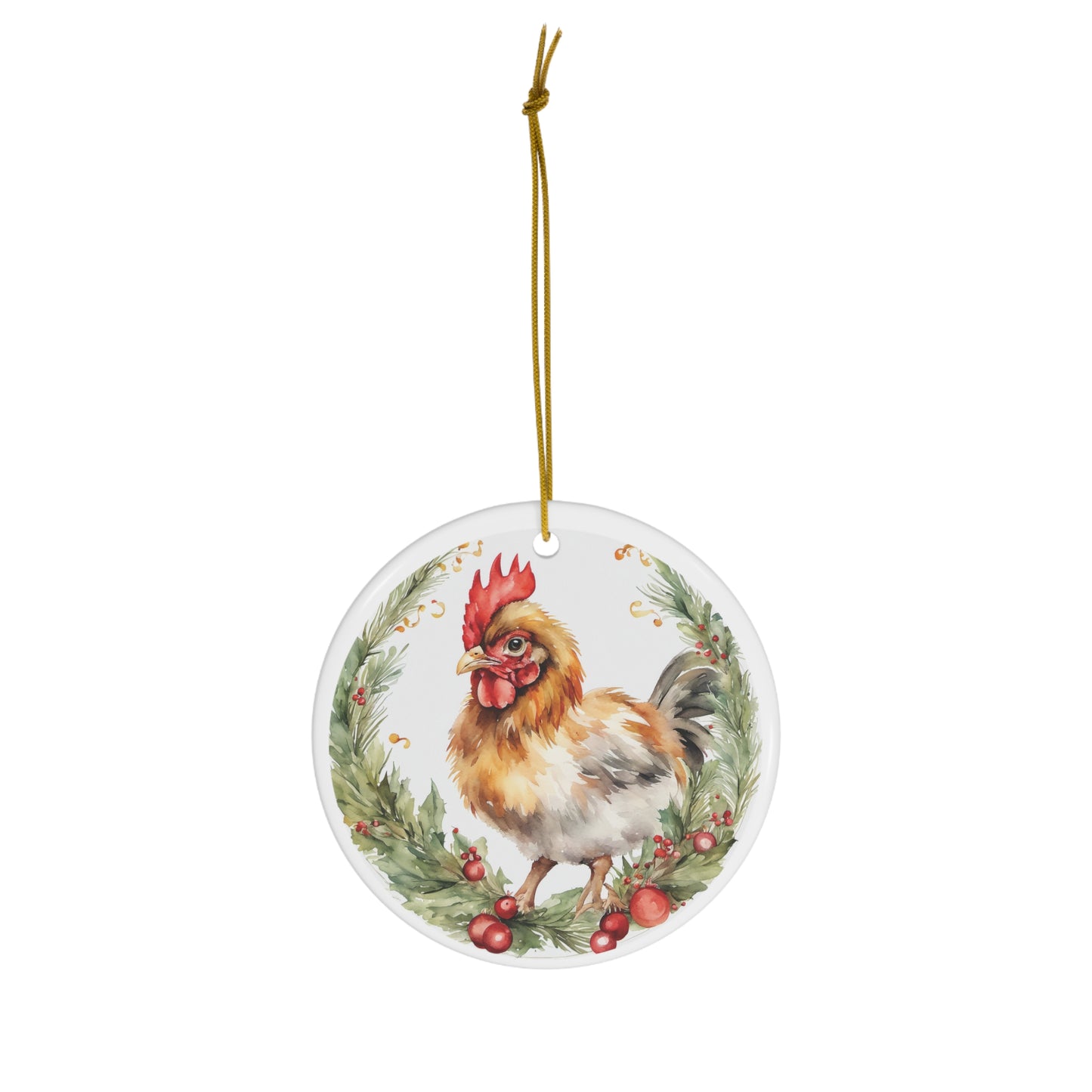 Rooster Christmas Ceramic Ornament Chicken Farm Animal