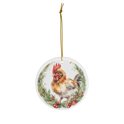 Rooster Christmas Ceramic Ornament Chicken Farm Animal
