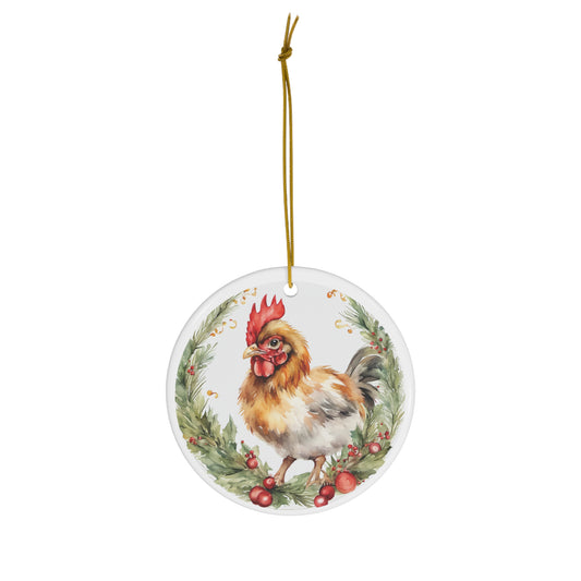 Rooster Christmas Ceramic Ornament Chicken Farm Animal