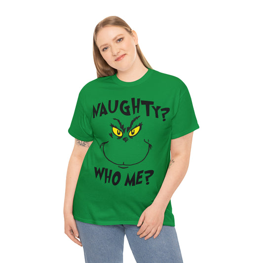 Naughty Who Me? Grinch Christmas Short Sleeve Tee