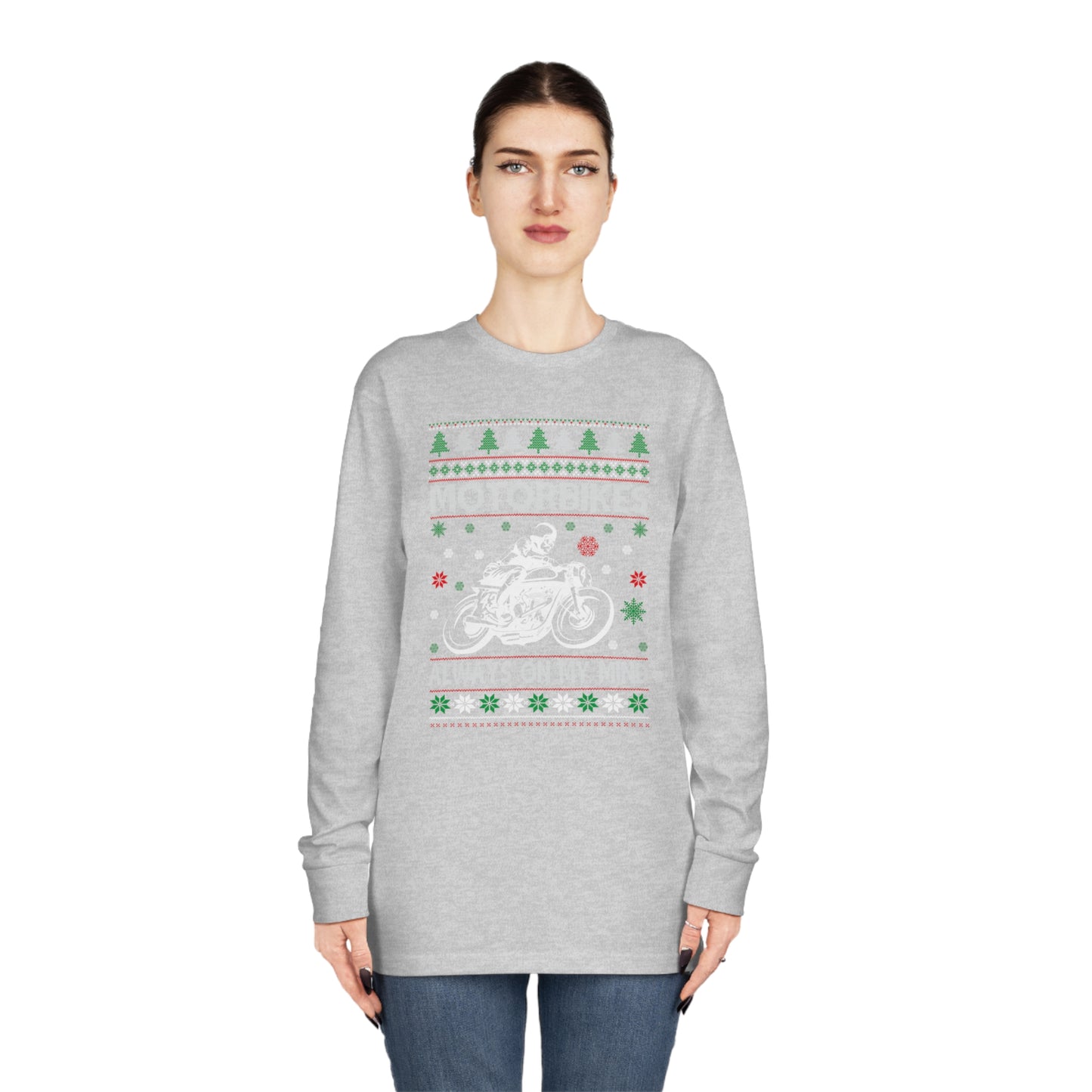 Motorbikes Always on My Mind Christmas Ugly Sweater Long Sleeve Tee