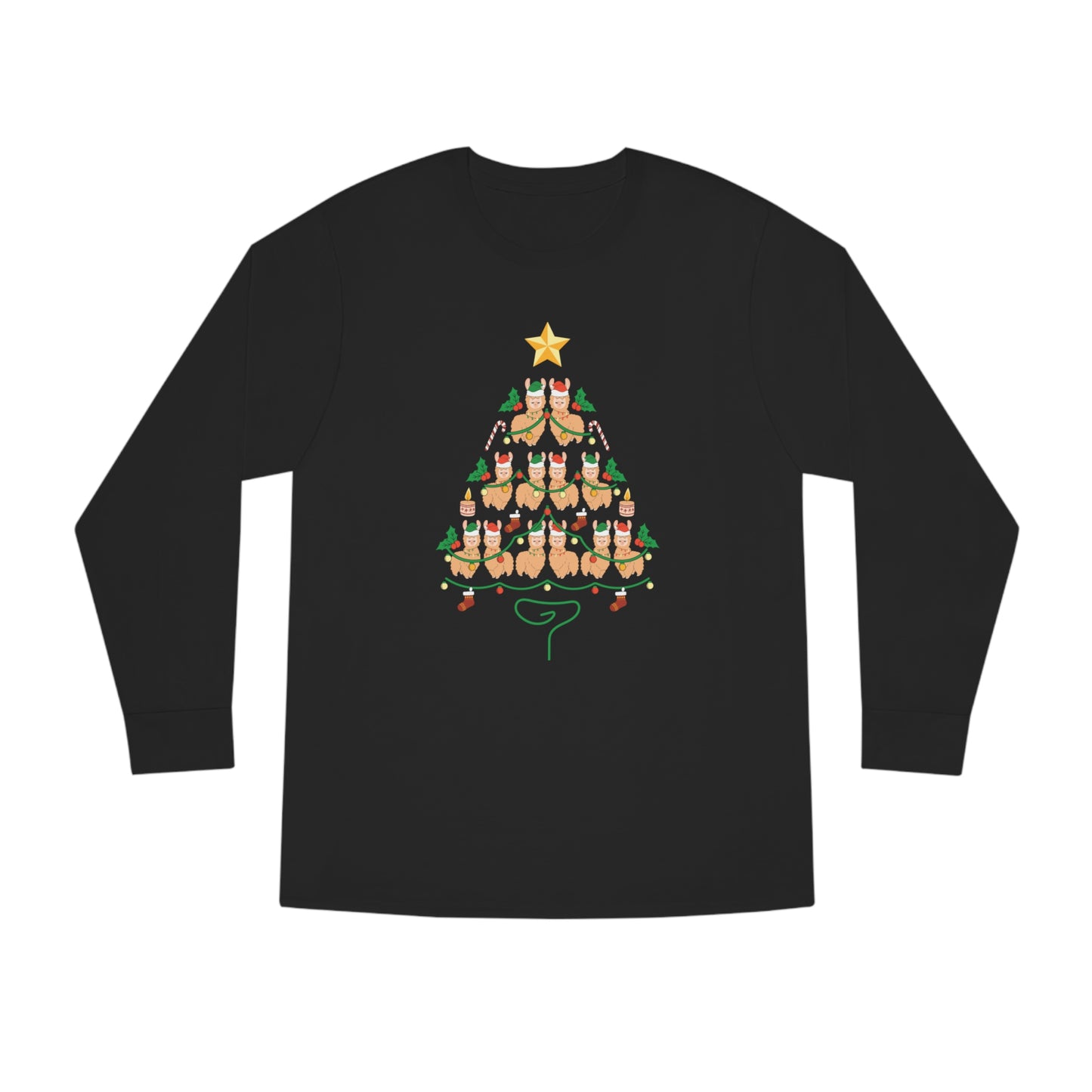 Llama Christmas Tree Christmas Long Sleeve Tee