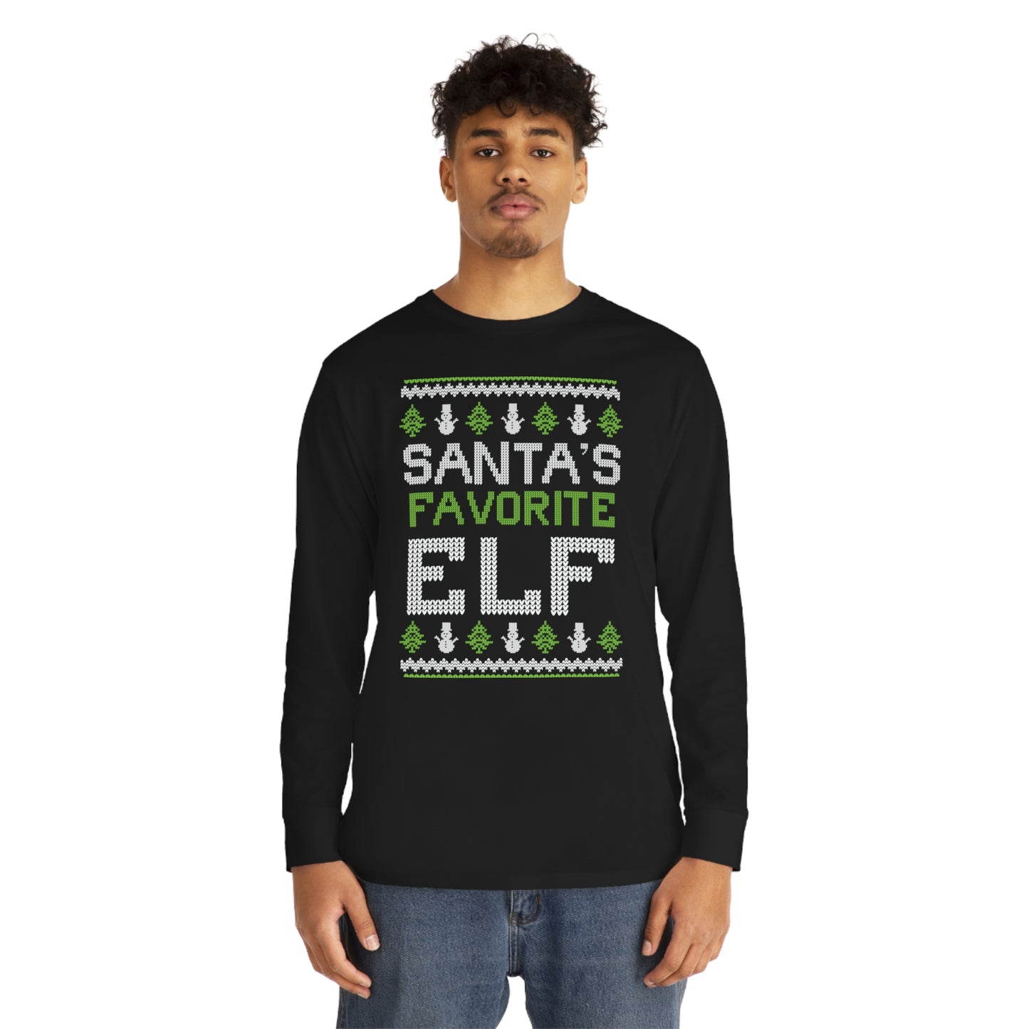 Santa's Favorite Elf Ugly Christmas Sweater Long Sleeve T-shirt