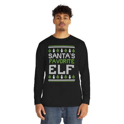 Santa's Favorite Elf Ugly Christmas Sweater Long Sleeve T-shirt
