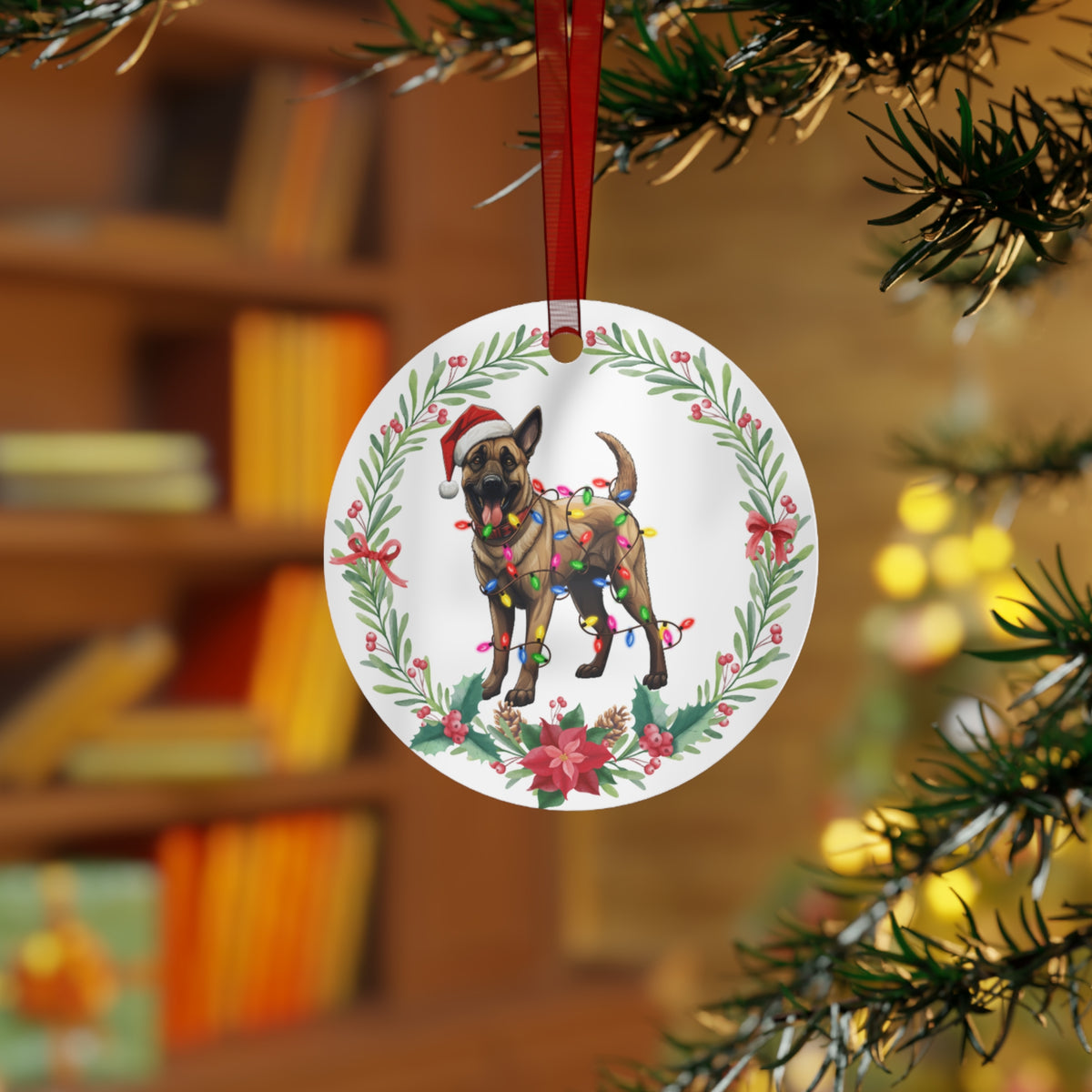 Belgian Malinois Dog in Lights Ornament