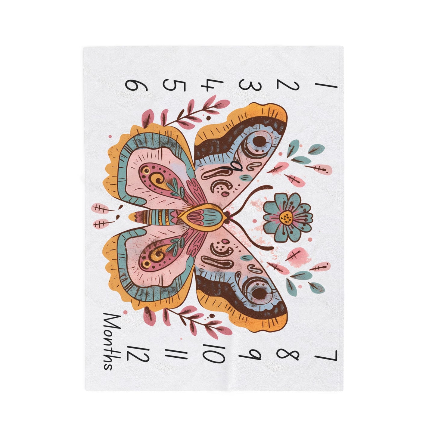 Boho Butterfly Milestone Velveteen Plush Blanket