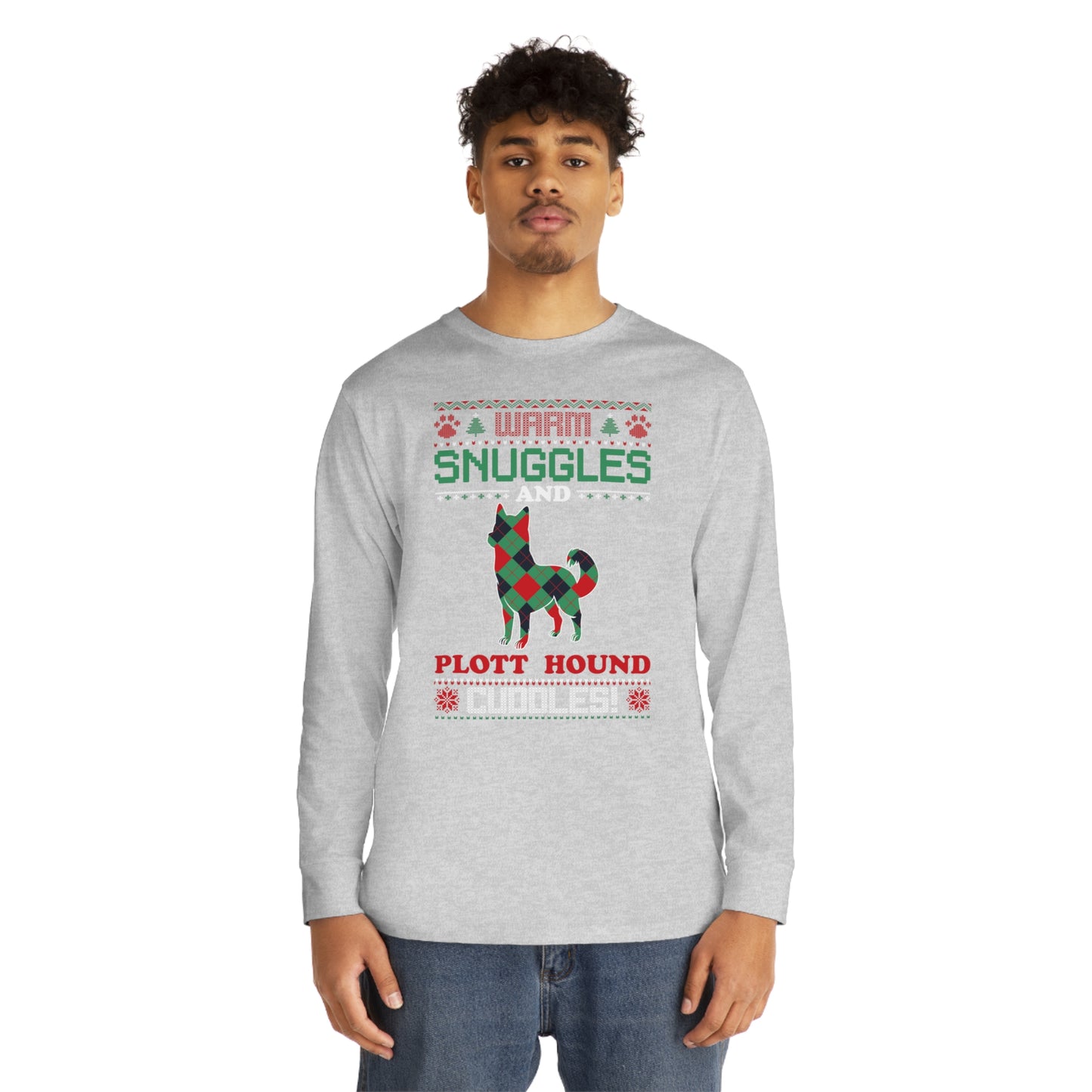 Warm Snuggles and Plott Hound Cuddles Ugly Sweater Long Sleeve Tee