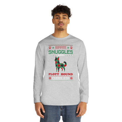 Warm Snuggles and Plott Hound Cuddles Ugly Sweater Long Sleeve Tee