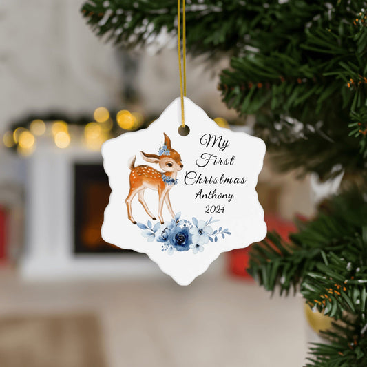 Custom Baby's First Christmas Baby Deer Ornament