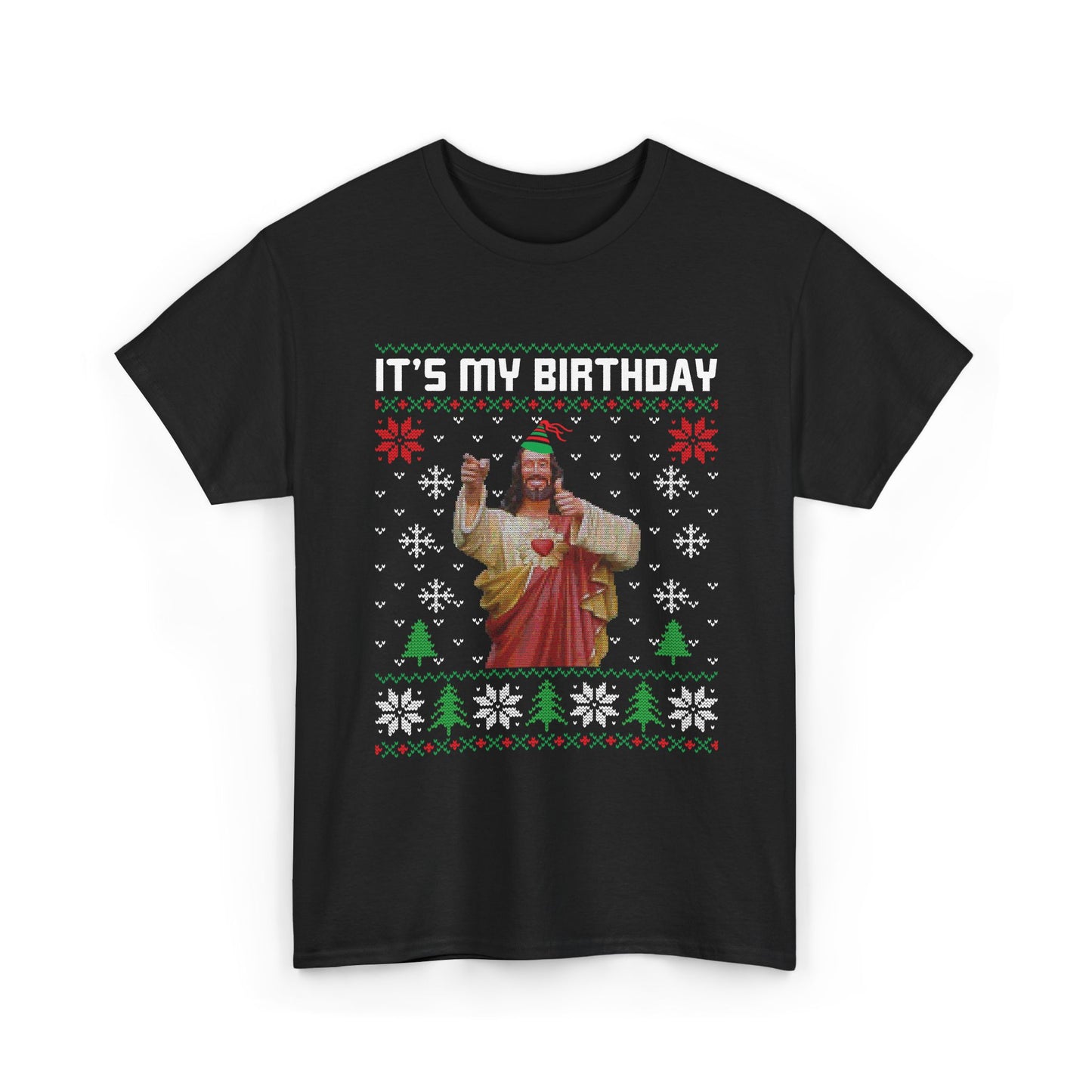 Jesus It's My Birthday Christmas Ugly Sweater Short Sleeve Tee