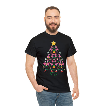 Flamingo Christmas Tree Christmas Short Sleeve Tee