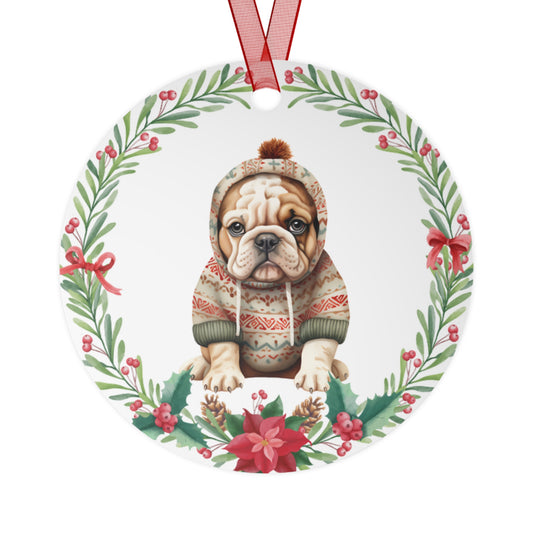 Bulldog Dog in Sweater Ornament