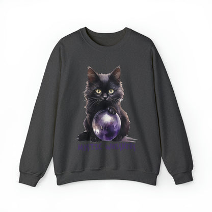 Mystic Whiskers Black Cat Halloween Sweatshirt