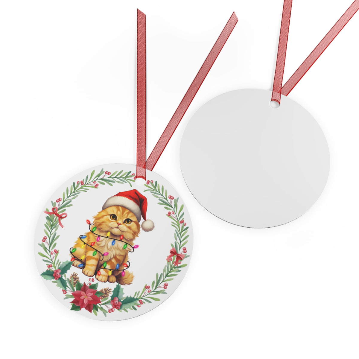 British Longhair Cat in Lights Ornament