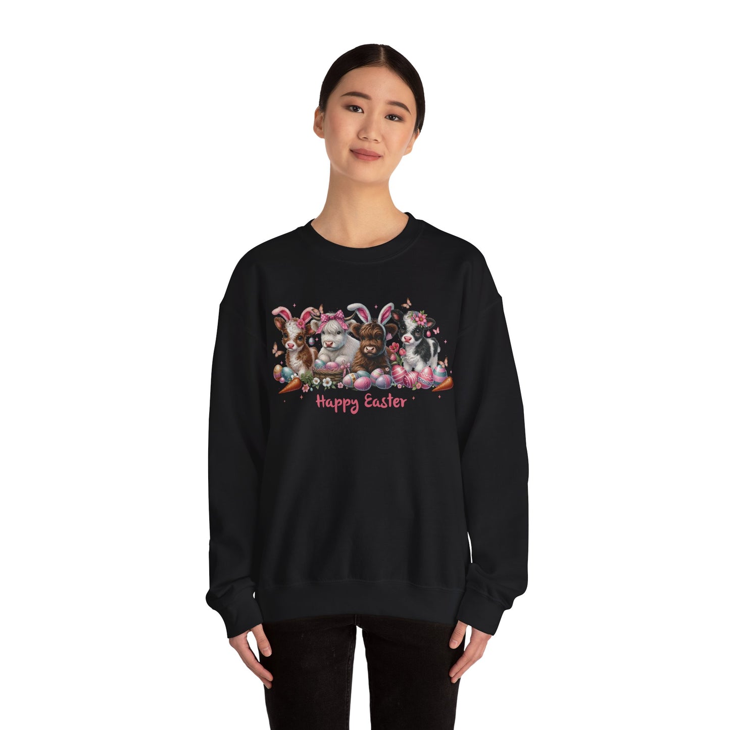Easter Highland Cows with Bunny Ears Sweatshirt