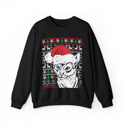 Cat in Santa Hat Christmas Ugly Sweater Sweatshirt