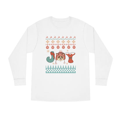 Joy Corgi Dog Christmas Ugly Sweater Long Sleeve Tee