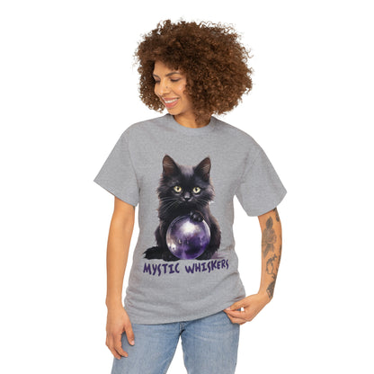 Mystic Whiskers Black Cat Halloween Short Sleeve Tee