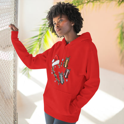 Horse Heart Wreath Christmas Pullover Hoodie