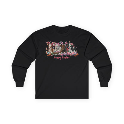 Easter Highland Cows in Bunny Ears Long Sleeve Tshirt