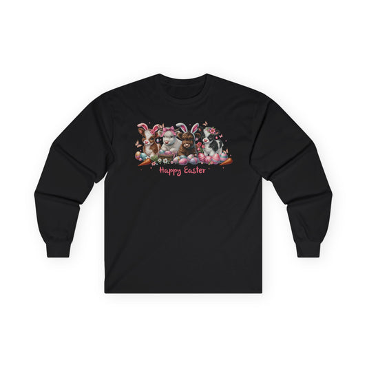 Easter Highland Cows in Bunny Ears Long Sleeve Tshirt