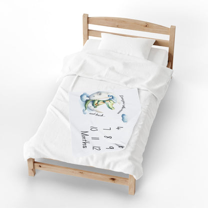 Love You To The Moon And Back Milestone Velveteen Plush Blanket
