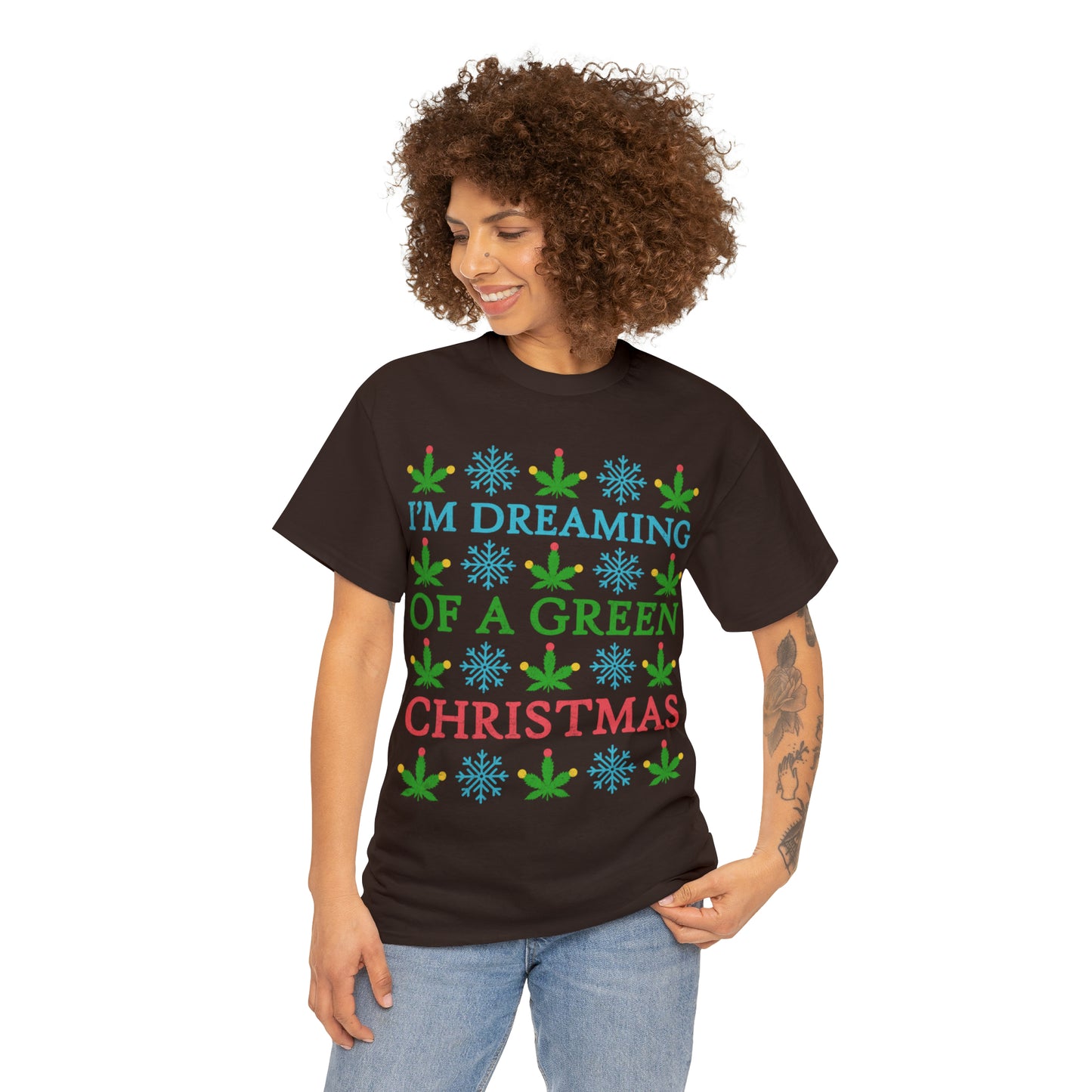 I'm Dreaming of a Green Christmas Ugly Sweater Short Sleeve Tee