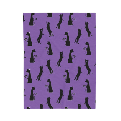 Black Cats on Purple Blanket