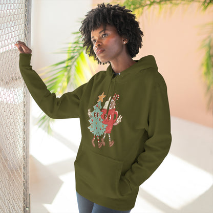 Retro Christmas Tree and Hot Cocoa Christmas Pullover Hoodie