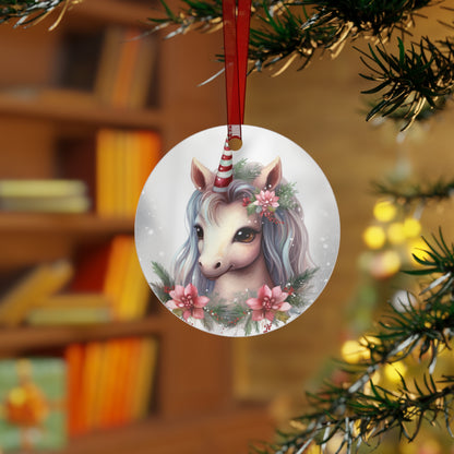 Unicorn with Candy Cane Horn Ornament