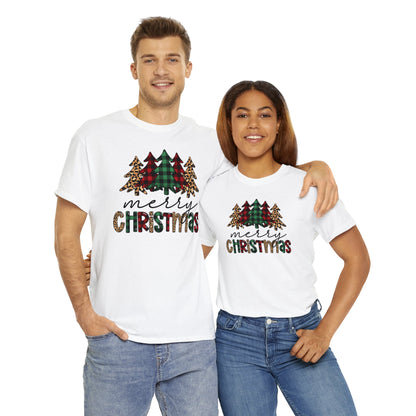 Merry Christmas Plaid Trees Short Sleeve Tee