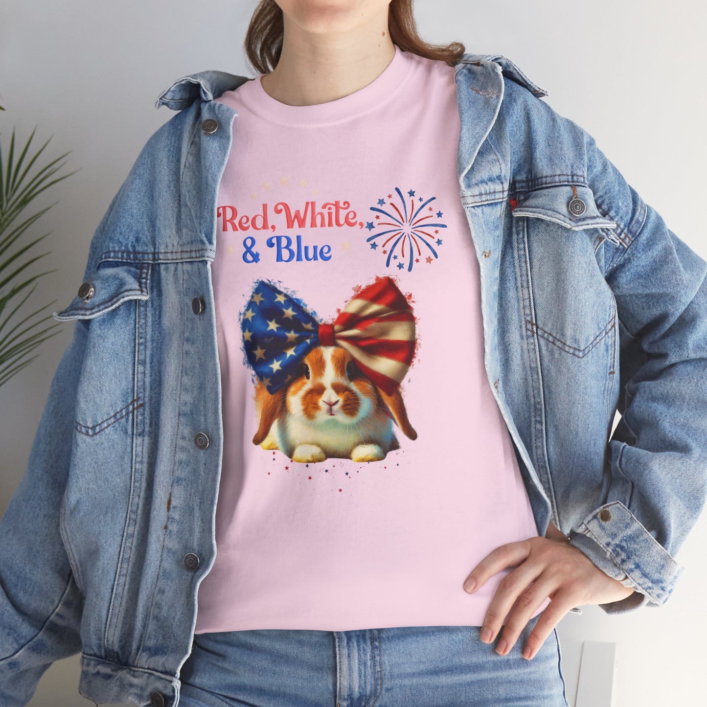 Red White And Blue Rabbit Short Sleeve Tshirt