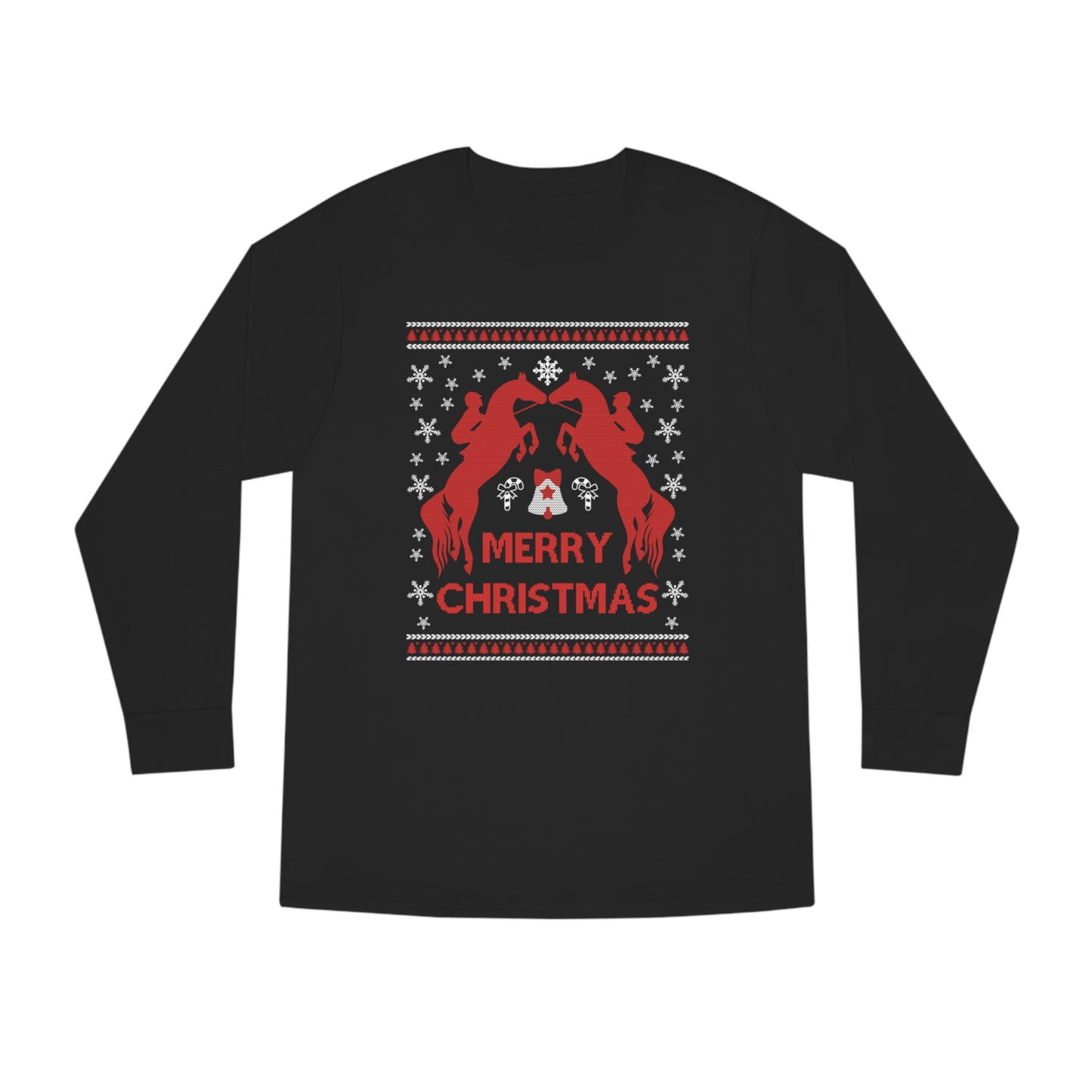 Merry Christmas Horseback Riding Christmas Ugly Sweater Long Sleeve Tee
