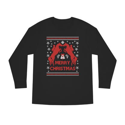 Merry Christmas Horseback Riding Christmas Ugly Sweater Long Sleeve Tee