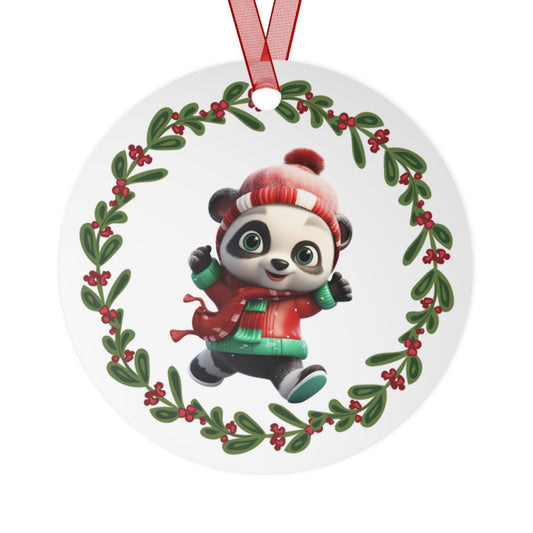 Panda in Sweater Christmas Ornament