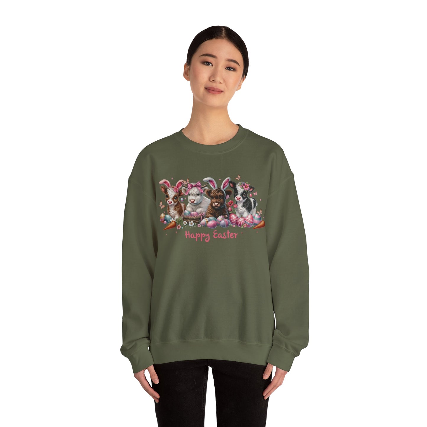 Easter Highland Cows with Bunny Ears Sweatshirt