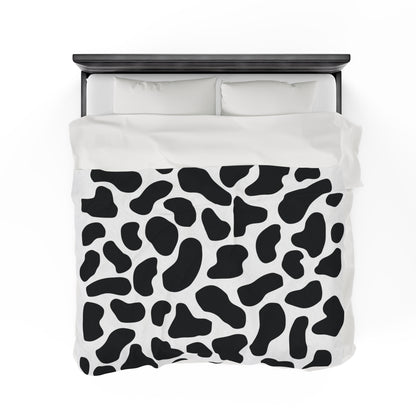 Black White Cow Print Plush Blanket