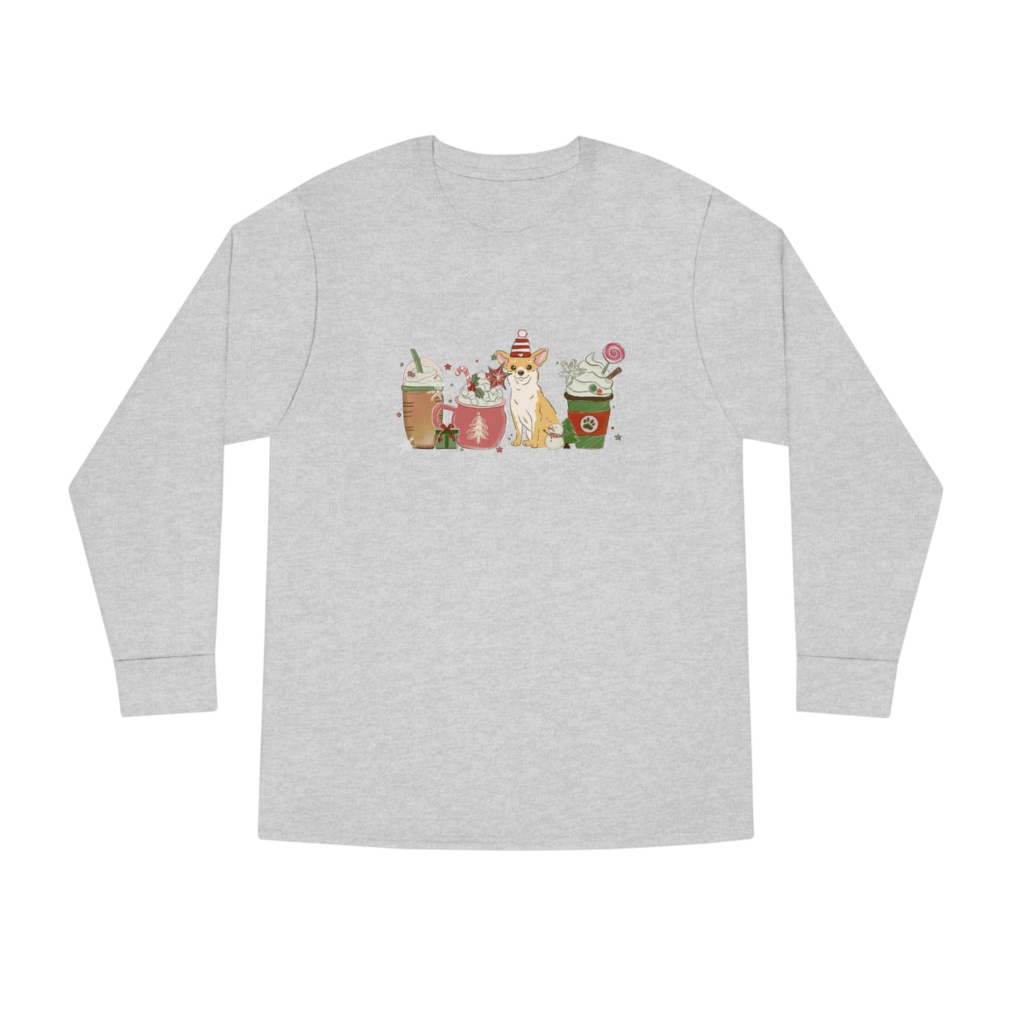 Chihuahua Dog Latte Christmas Long Sleeve Tee