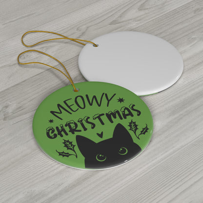 Meowy Christmas Ceramic Ornament