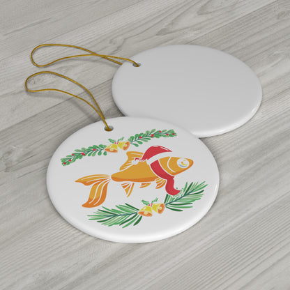 Goldfish Christmas Ceramic Ornament