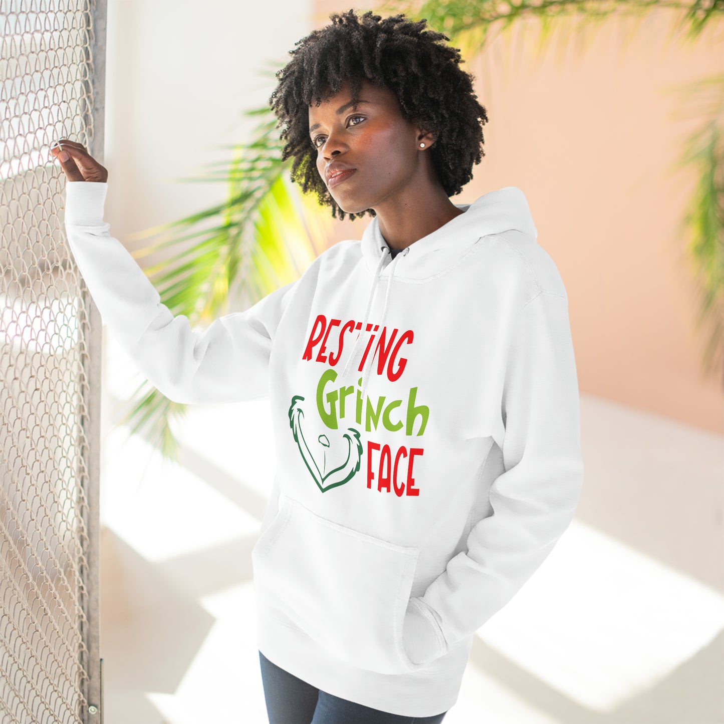 Resting Grinch Face Christmas Pullover Hoodie