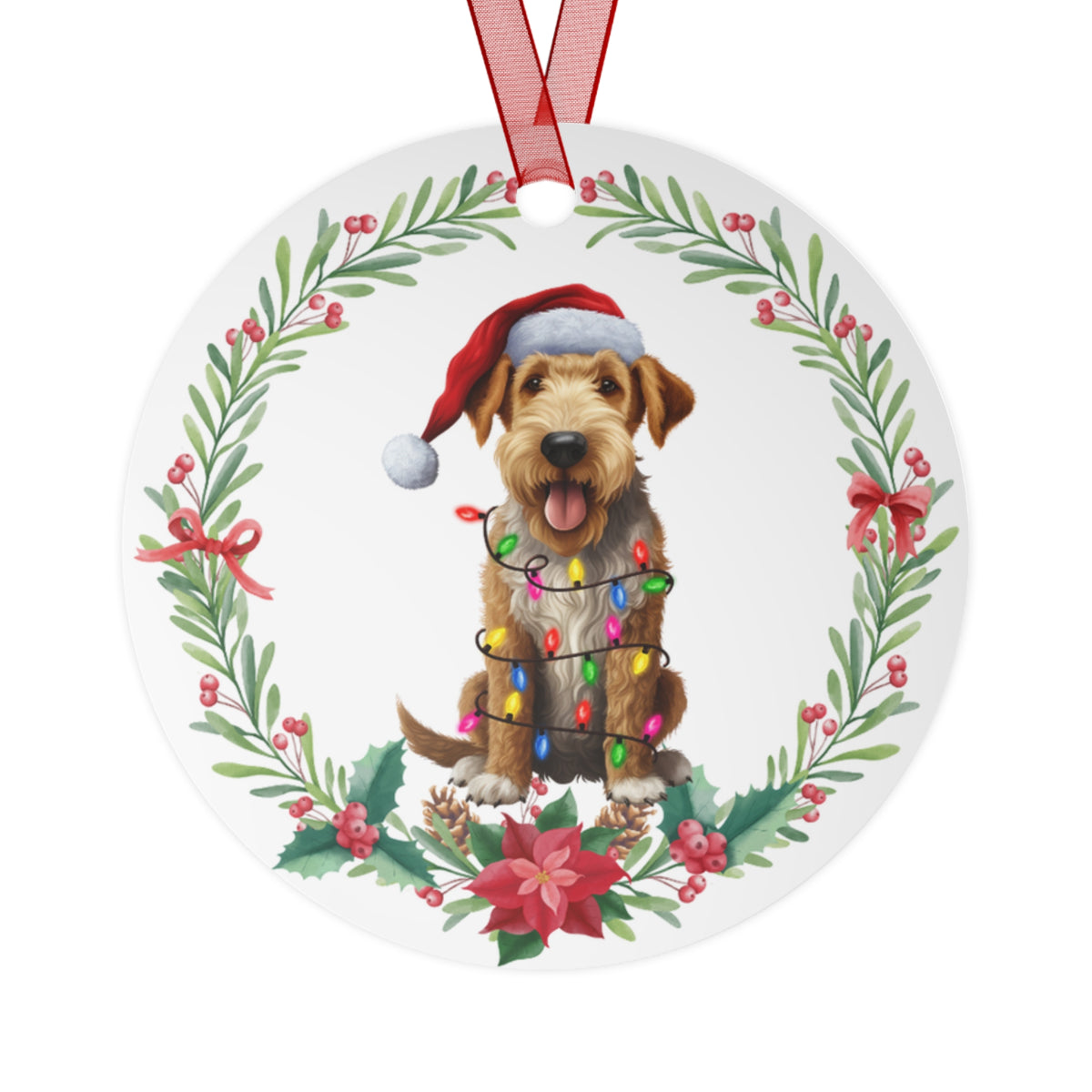 Airedale Terrier Dog in Lights Ornament