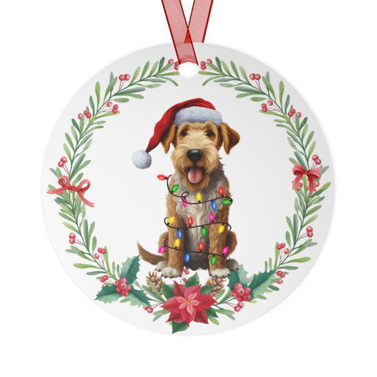 Airedale Terrier Dog in Lights Ornament