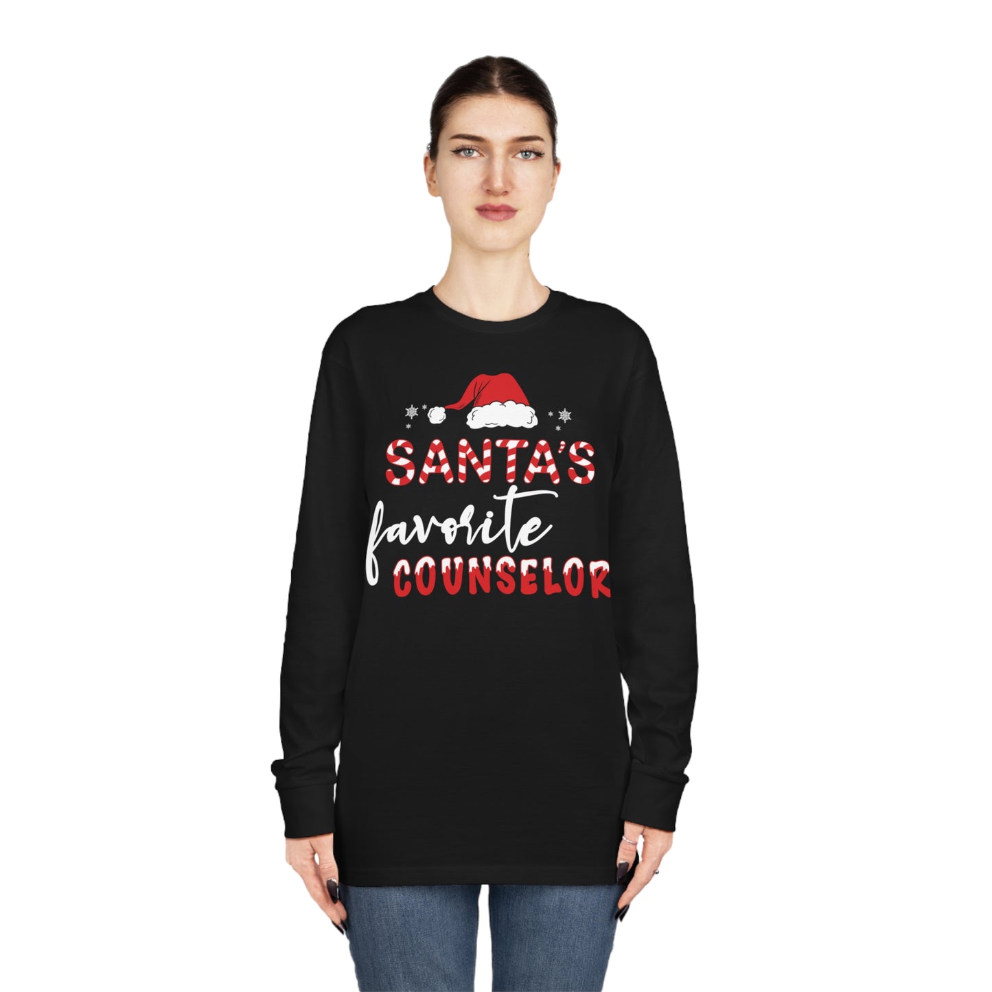 Santa's Favorite Counselor Christmas Long Sleeve Tee